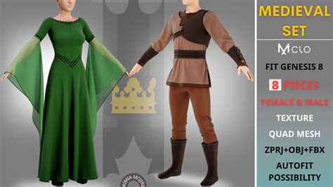 ArtStation - Medieval couple outfit (Female & Male) - 8 PIECES - Texture - Marvelous Designer ...