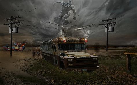 HD wallpaper: Buses, The Darkness, Swamp, Adobe Photoshop, Photo Manipulation | Wallpaper Flare