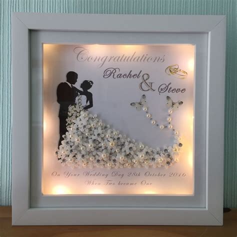 BRIDE AND GROOM WEDDING/ANNIVERSARY PERSONALISED LED DEEP BOX FRAME ...