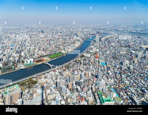 Tokyo Aerial View. Panoramic view over the city from the observation ...