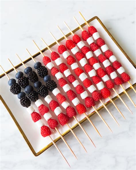 American Flag Fruit Skewers - Best Appetizers