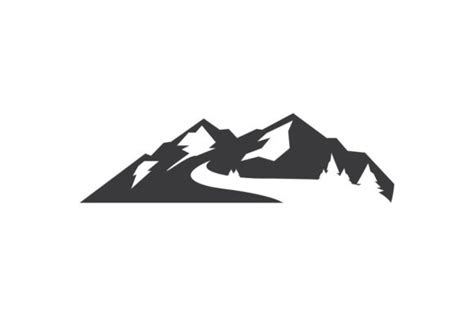 Black and White Mountain Logo Template Vector Graphic by ...