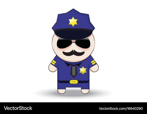 Funny cop with sunglasses and mustache police Vector Image