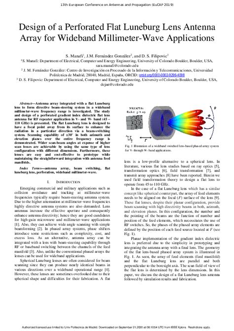 (PDF) Design of a Perforated Flat Luneburg Lens Antenna Array for ...