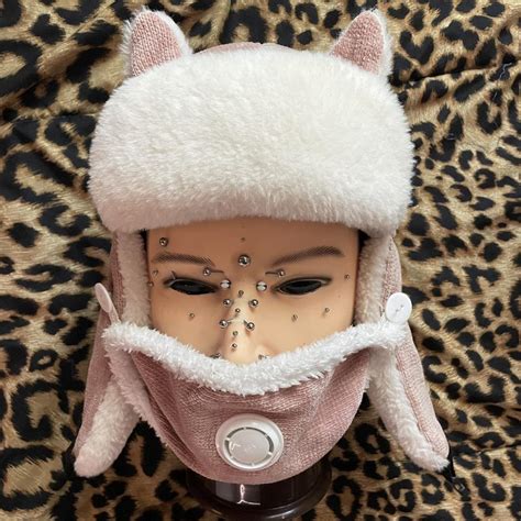 Pink ushanka with face mask included #ushanka... - Depop