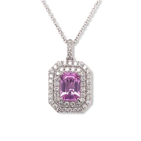 Pink Sapphire And Diamond Pendant White Gold