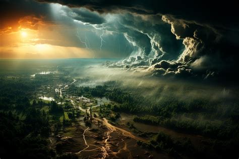 Premium AI Image | dramatic storm landscape with a storm clouds ...