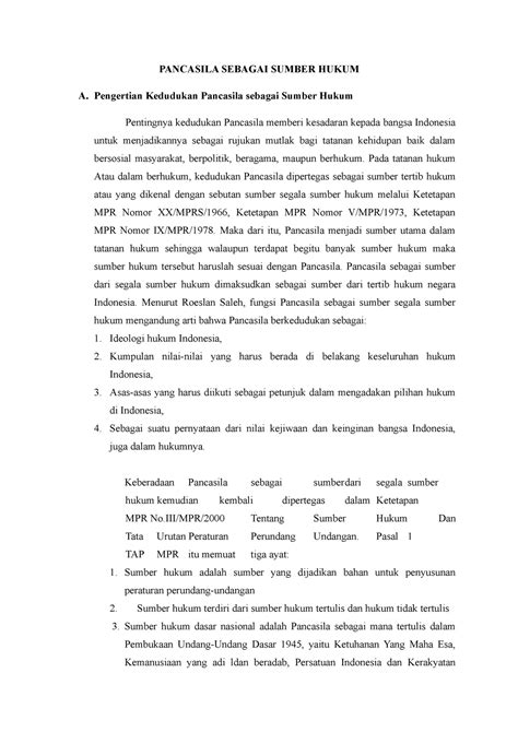 Pancasila Sebagai Sumber Hukum - PANCASILA SEBAGAI SUMBER HUKUM A. Pengertian Kedudukan ...