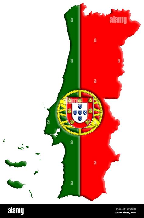 3D map of Portugal with colours of the national flag Stock Photo - Alamy