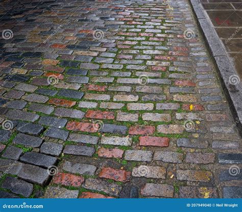 Old Road with Sett or Block Paving Stock Photo - Image of sidewalk ...