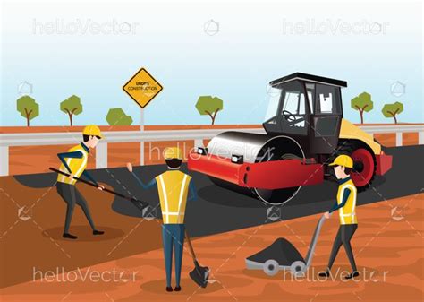 Road Construction Vector - The process of building a new road. Road ...