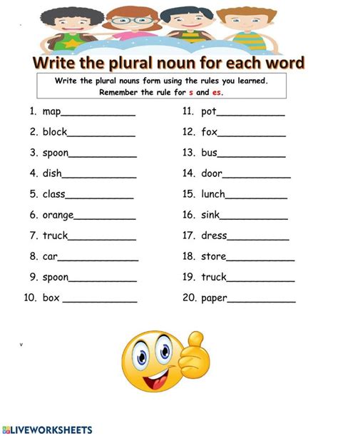 The plural of nouns interactive and downloadable worksheet. You can do the exercises online or ...