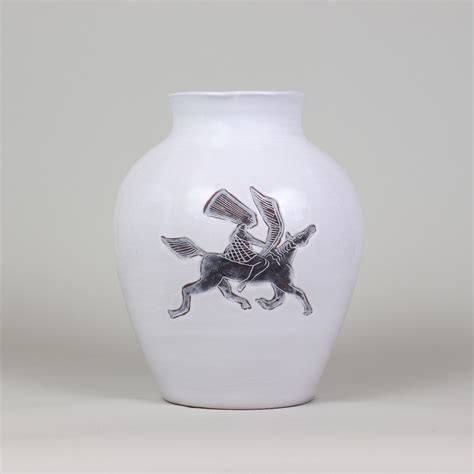 White Ceramic Pegasus Mythology Vase | Fourth Interiors