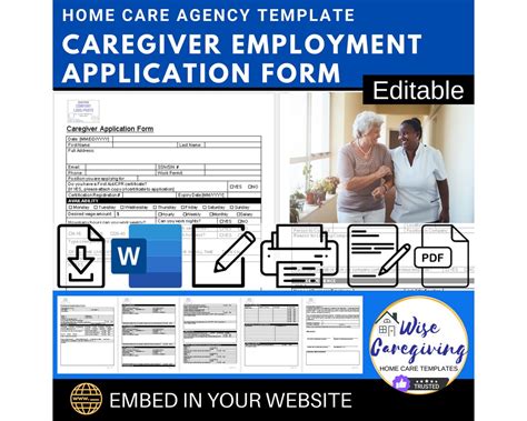 Home Care Application Form Template, Personal Care Attendant, Non ...