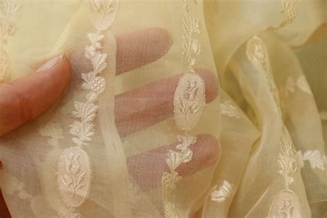 reserved Vintage silk organza fabric cream rose striped