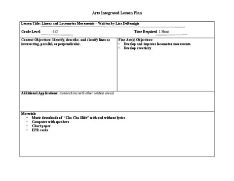 Linear and Locomotor Movements Lesson Plan for 4th - 5th Grade | Lesson Planet