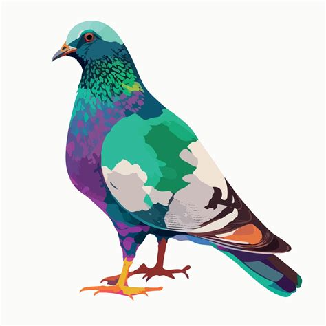 Colorful pigeon pop art style vector illustration 21556406 Vector Art at Vecteezy