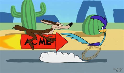Wile E. Coyote and Roadrunner (COLOUR!) by FieryBirdyThing on DeviantArt