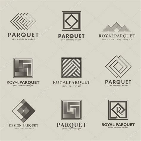 Juego de logos vectoriales parquet, tablero de parquet, laminado ...