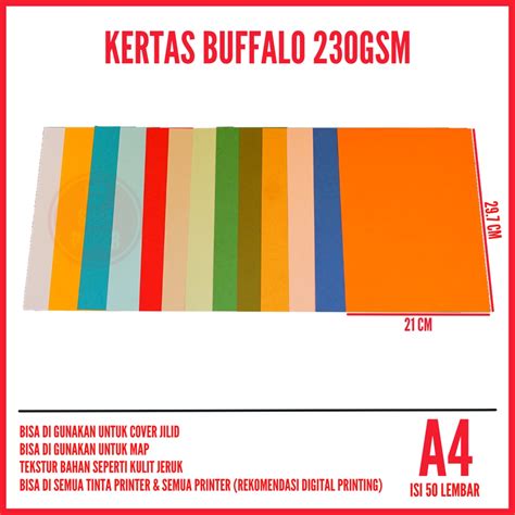 Jual Kertas Buffalo A4 230gsm isi 50 lembar / Kertas Cover A4 / Kertas ...