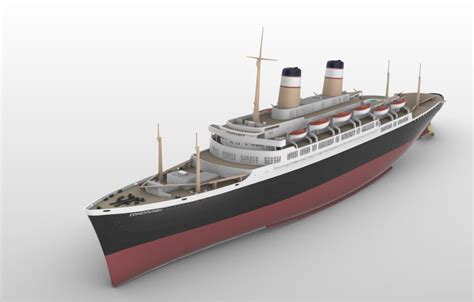 STL file SS Constitution ocean liner and cruise ship, 1951 version - full hull and waterline ...