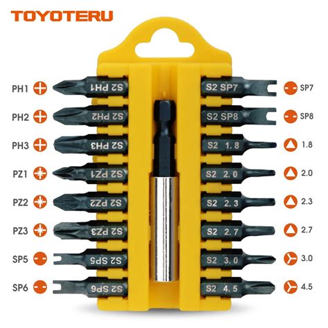 TOYOTERU Screwdriver Bits Magnetic 17 Piece S2 Screw Bits (D) | Phillips Pozidrive Y type U type ...