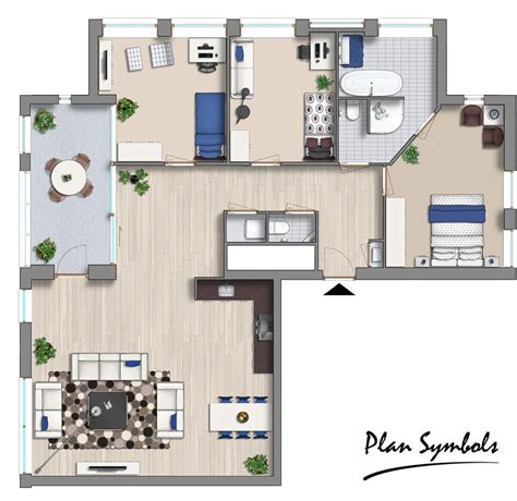 2d floor plan made with the Modern Furniture add-on | Floor plans, Modern house, Modern house plans