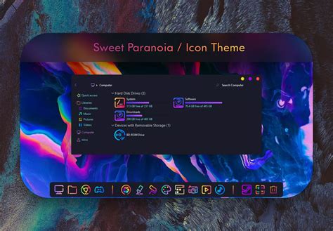 Icons Sweet paranoia, purple neon iPack download on VSThemes.org