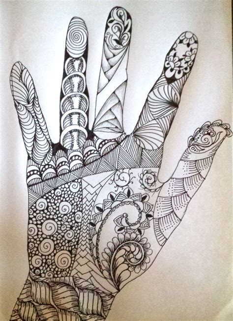 Doodle. Sketched out my hand and doodled it... Zentangle designs and patterns | Zentangle ...