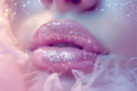 Premium Photo | Closeup pink lips glitter makeup