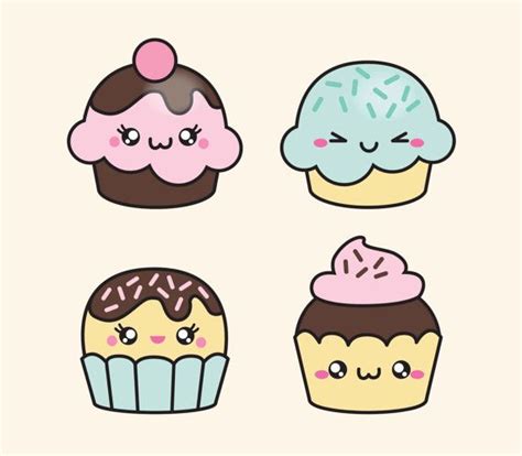 Premium Vector Clipart Kawaii Cup Cakes Cute Cupcakes Clipart Set High ...