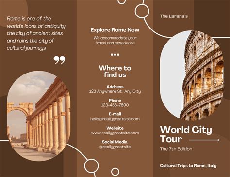 Blue Modern and Elegant Travel Agency Trifold Brochure - World City Tour The Larana’s Rome is ...