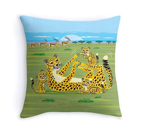 Cheetahs and Gazelles illustrated Animal Cushion cover / | Etsy