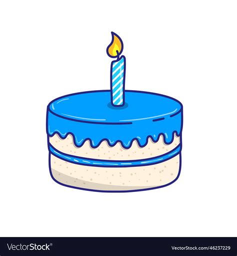 Simple blue birthday cake Royalty Free Vector Image