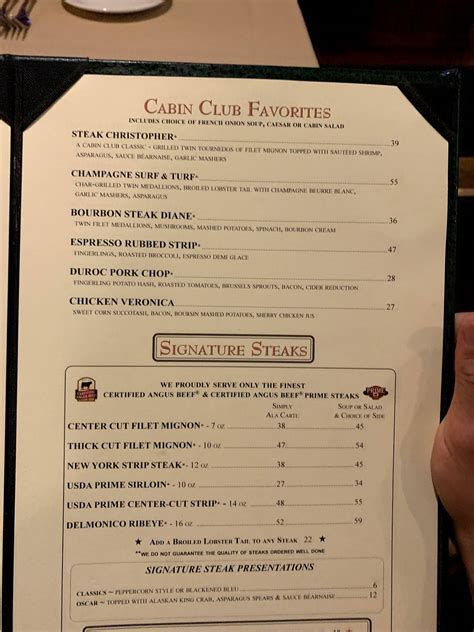 Menu at Cabin Club, Westlake