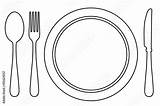 Plate Fork And Spoon Coloring Page Sketch sketch template