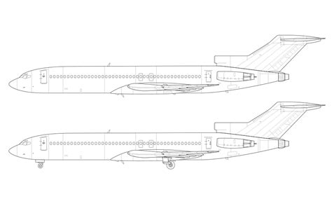 Boeing 727-200 blank illustration templates – Norebbo