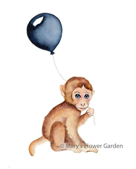 Monkey Nursery Decor Monkey Baby Art Monkey Watercolor - Etsy