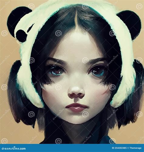 Art Anime Girl with Panda Ears with Bob Haircut Stock Vector ...