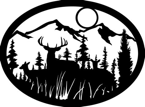 deer mountain scene | Silhouette wall art, Silhouette art, Mountain scene