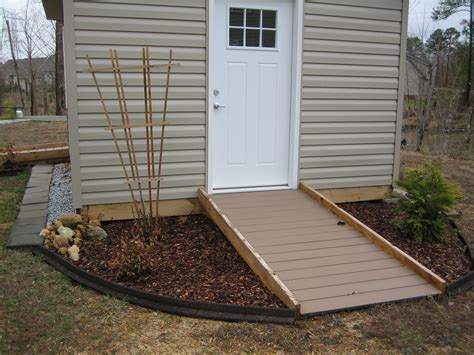 Pin by Eloise Pranger on Gardening | Shed ramp, Shed landscaping, Patio ...