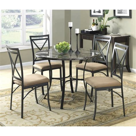 Mainstays 5-Piece Faux Marble Top Dining Set, Black Coffee - Walmart.com - Walmart.com