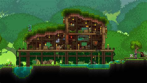 Jungle house for NPC in my master mode world :) : Terraria