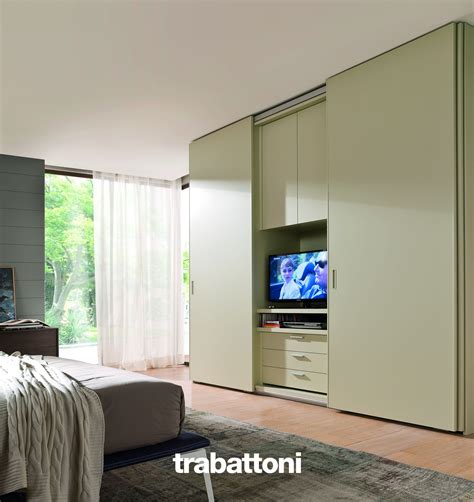 TV unit in the bedroom which can be hidden by wardrobe sliding door ...