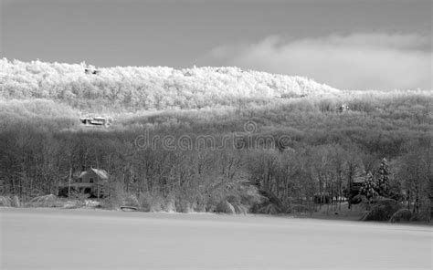 Winter Landscape and Typical Canadian House Editorial Image - Image of ...