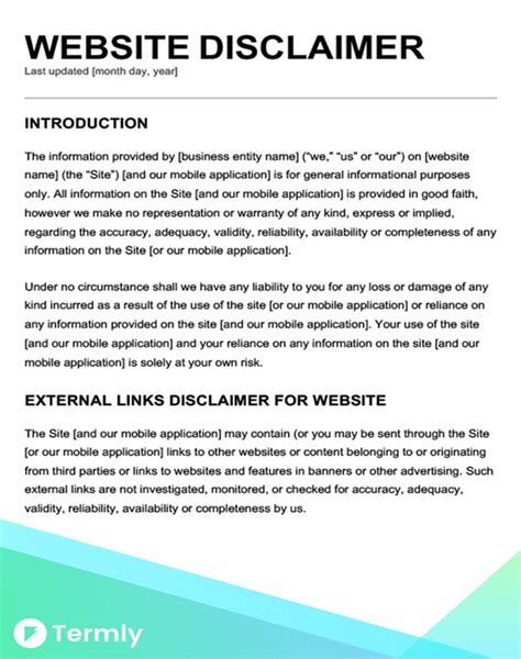 Free Legal Disclaimer Templates & Examples | Download Now | Termly