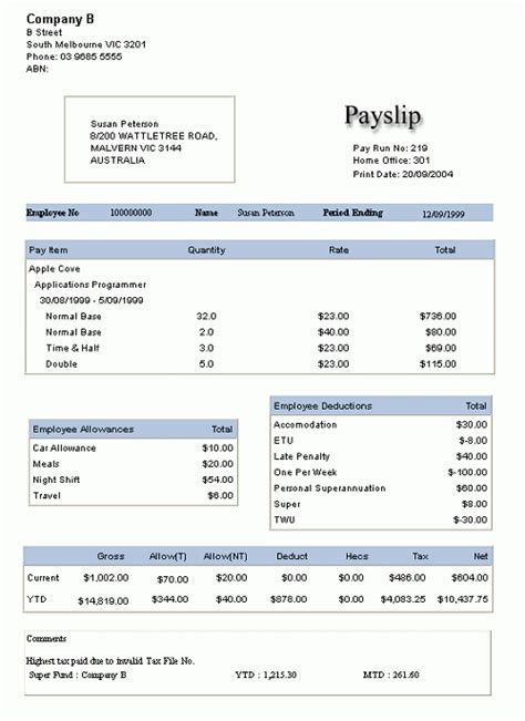 payslip template 3 | Templates, Payroll template, Invoice design template