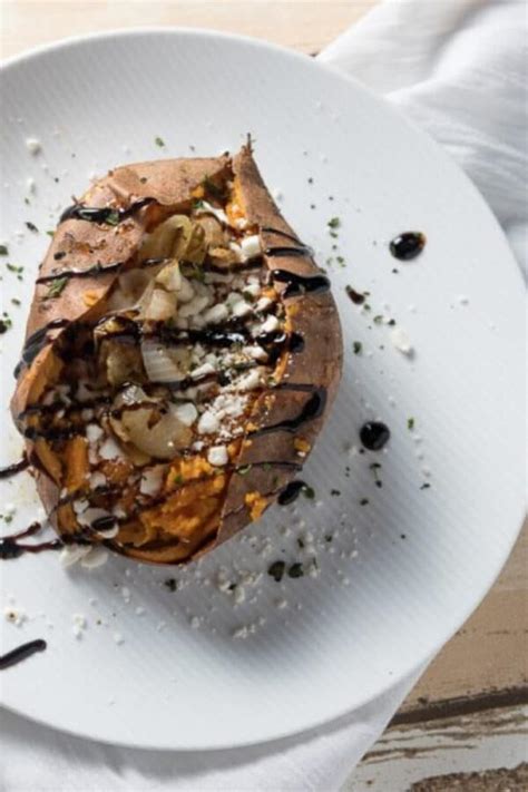 Roasted Yams with Balsamic, Goat Cheese, and Caramelized Onions | Delicious Everyday