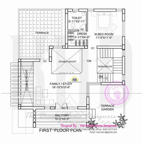 Flat roof house plan and elevation - Kerala home design and floor plans