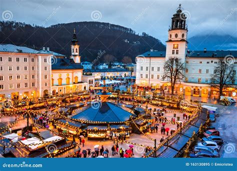 Salzburg, Austria - Christkindlmarkt, Christmas Market Stock Image - Image of dusk, decoration ...